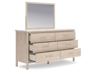Signature Design by Ashley Cadmori Queen Upholstered Panel Bed, Dresser and Mirror - B2615B5
