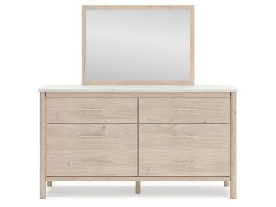 Signature Design by Ashley Cadmori Queen Upholstered Panel Bed, Dresser and Mirror - B2615B5