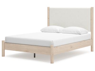 Signature Design by Ashley Cadmori Queen Upholstered Panel Bed, Dresser and Mirror - B2615B5