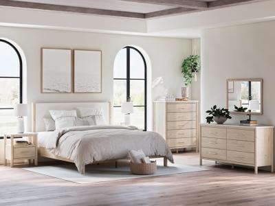 Signature Design by Ashley Cadmori King Upholstered Panel Bed, Dresser and Nightstand - B2615B11