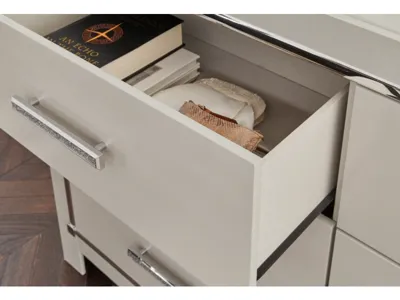 Signature Design by Ashley Zyniden Full Upholstered Panel Bed, Dresser, Mirror and 2 Nightstands - B2114B24