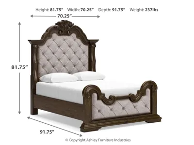 Signature Design by Ashley Maylee Queen Upholstered Panel Bed, Dresser, Mirror and Nightstand - B947B18