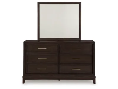 Signature Design by Ashley Neymorton Queen Upholstered Panel Bed, Dresser, Mirror and Nightstand - B618B10