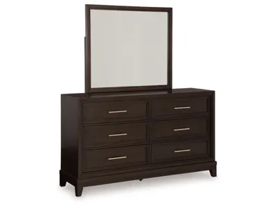 Signature Design by Ashley Neymorton Queen Upholstered Panel Bed, Dresser, Mirror and Nightstand - B618B10