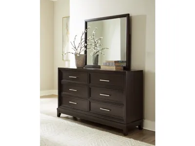 Signature Design by Ashley Neymorton Queen Upholstered Panel Bed, Dresser, Mirror and Nightstand - B618B10