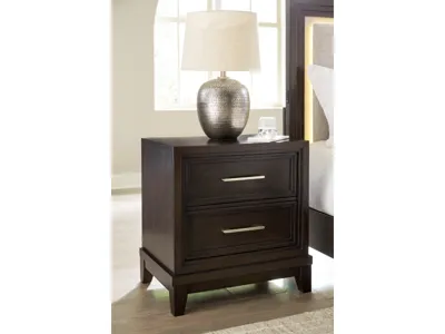 Signature Design by Ashley Neymorton Queen Upholstered Panel Bed, Dresser, Mirror and Nightstand - B618B10
