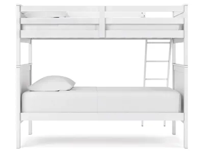 Signature Design by Ashley Nextonfort Twin over Twin Bunk Bed and 2 Twin Mattresses - B396B15