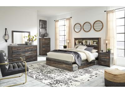 Signature Design by Ashley Drystan Queen Bookcase Bed with 4 Storage Drawers - B211B18