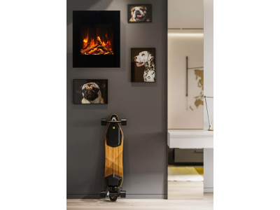 24" Amantti LUMINA Corner Wall Mount Smart Electric Fireplace - WM-BI-2428-VLR-BG-Lumina