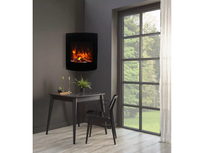 24" Amantti LUMINA Corner Wall Mount Smart Electric Fireplace - WM-BI-2428-VLR-BG-Lumina