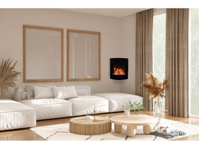 24" Amantti LUMINA Corner Wall Mount Smart Electric Fireplace - WM-BI-2428-VLR-BG-Lumina