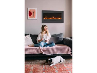 26" Amantii Linear Electric Fireplace with a Steel Surround and Glass Media - WM-FML-26-3223-STL