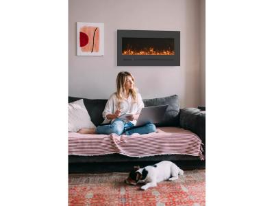 34" Amantii Linear Electric Fireplace with a Steel Surround and Glass Media - WM-FML-34-4023-STL