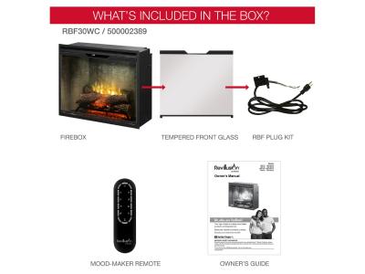 30" Revillusion Built-In Firebox with Front Glass and Plug Kit - RBF30WC-FG