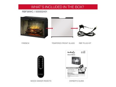 36" Dimplex Revillusion Built-In Firebox with Front Glass and Plug Kit - RBF36WC-FG