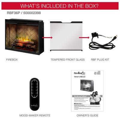 36" Dimplex Revillusion Portrait Built-In Firebox with Front Glass and Plug Kit - RBF36P-FG