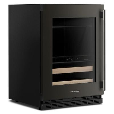 24" KitchenAid Beverage Center with Glass Door and Wood-Front Racks - KUBL524SBE