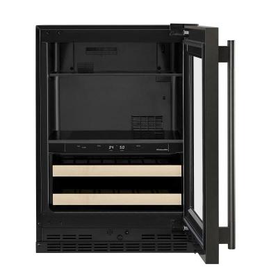 24" KitchenAid Beverage Center with Glass Door and Wood-Front Racks - KUBR524SBE