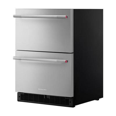 24" KitchenAid Stainless Steel Undercounter Double-Drawer Refrigerator - KURT524SSB