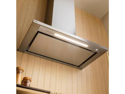 48" Monogram Wall-Mounted Pyramid Chimney Vent Hood with Air Quality Sensors - ZVWS481SRSS