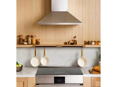 48" Monogram Wall-Mounted Pyramid Chimney Vent Hood with Air Quality Sensors - ZVWS481SRSS