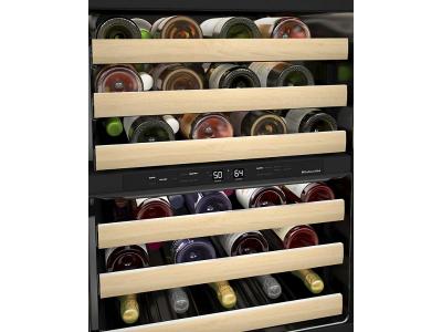 24" KitchenAid Undercounter Wine Cellar with Full-Extension Wood Front Racks - KUWR524SPS