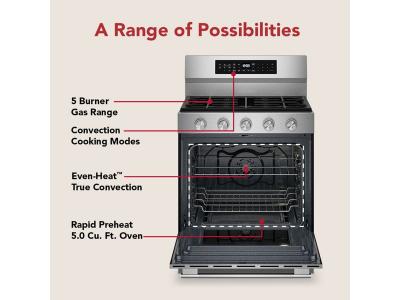 30" Kitchenaid 5.0 Cu. Ft. Smart Freestanding Gas Range - KFGS530SPS