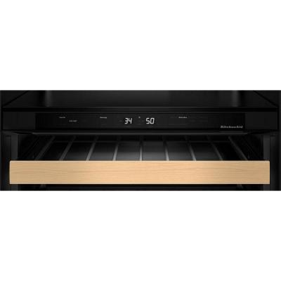 24" KitchenAid Undercounter Wine Cellar with Full-Extension Wood-Front Racks - KUWR524SBE