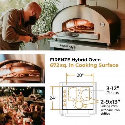 Fontana Forni Countertop Firenze Hybrid Gas And Wood Oven - FTFIR-H-A