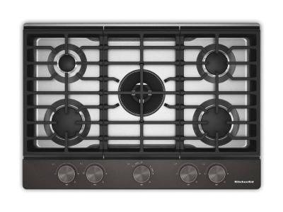30" KitchenAid Gas-on-Metal Cooktop with an Integrated Wok Grate - KCGK530SBE