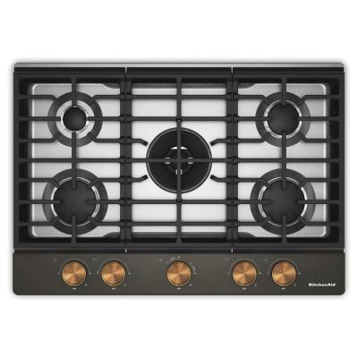 30" KitchenAid Gas-on-Metal Cooktop with an Integrated Wok Grate - KCGK530SBE