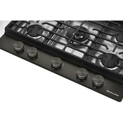 30" KitchenAid Gas-on-Metal Cooktop with an Integrated Wok Grate - KCGK530SBE
