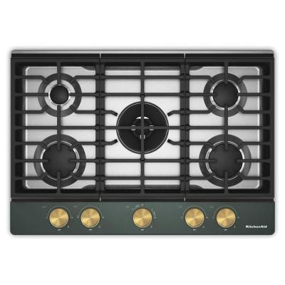 30" KitchenAid Gas-on-Metal Cooktop with an Integrated Wok Grate - KCGK730SJP