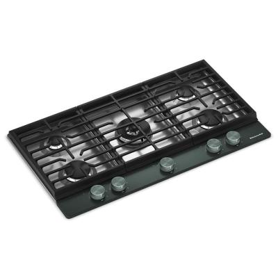 36" Kitchenaid Gas-on-Metal Cooktop with an Integrated Wok Grate - KCGK736SJP
