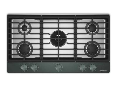 36" Kitchenaid Gas-on-Metal Cooktop with an Integrated Wok Grate - KCGK736SJP