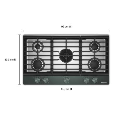 36" Kitchenaid Gas-on-Metal Cooktop with an Integrated Wok Grate - KCGK736SJP