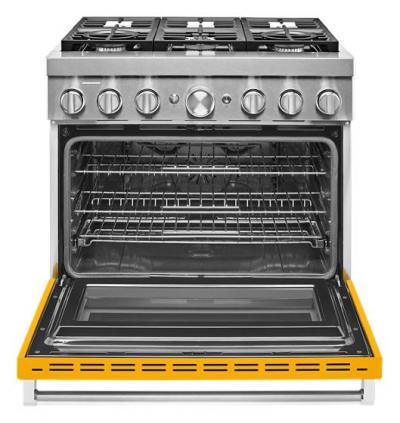 36" KitchenAid 5.1 Cu. Ft. Smart Commercial-Style Dual Fuel Range With 6 Burners In Yellow Pepper - KFDC506JYP