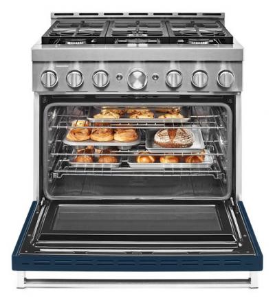 36" KitchenAid 5.1 Cu. Ft. Smart Commercial-Style Gas Range With 6 Burners - KFGC506JIB