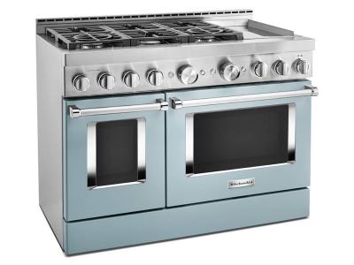 48" KitchenAid 6.3 Cu. Ft. Misty Blue Gas Sealed Burner Range With Griddle - KFGC558JMB