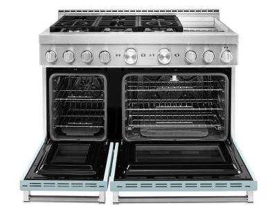 48" KitchenAid 6.3 Cu. Ft. Misty Blue Gas Sealed Burner Range With Griddle - KFGC558JMB
