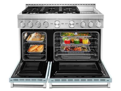 48" KitchenAid 6.3 Cu. Ft. Misty Blue Gas Sealed Burner Range With Griddle - KFGC558JMB