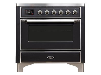 36" ILVE Majestic II Electric Range with Chrome Trim in Matte Graphite - UMI09NS3MGC