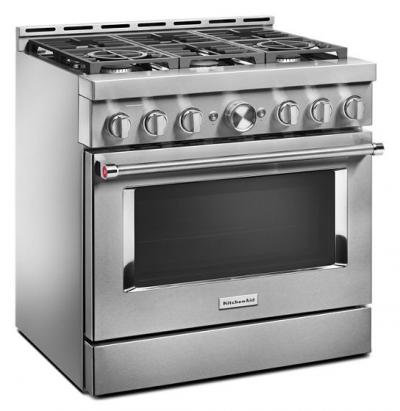 36" KitchenAid 5.1 Cu. Ft. Smart Commercial-Style Gas Range With 6 Burners - KFGC506JSS