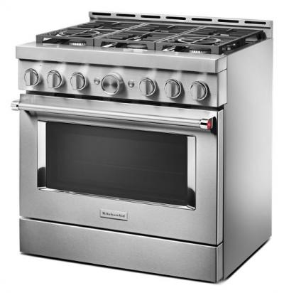 36" KitchenAid 5.1 Cu. Ft. Smart Commercial-Style Gas Range With 6 Burners - KFGC506JSS