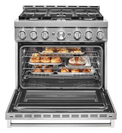 36" KitchenAid 5.1 Cu. Ft. Smart Commercial-Style Gas Range With 6 Burners - KFGC506JSS