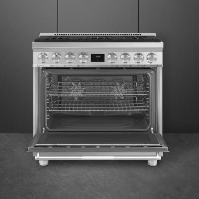 36" SMEG Freestanding Professional Dual Fuel Range in Stainless Steel - SPR36UGMX