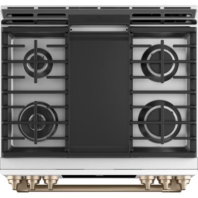 30" Café 5.7 Cu. Ft. Slide In Front Control Dual Fuel Convection Range With Warming Drawer - CC2S900P4MW2
