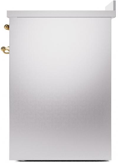 30" ILVE Nostalgie II Induction Freestanding Range in Stainless Steel with Brass Trim - UPI304NMP/SSG
