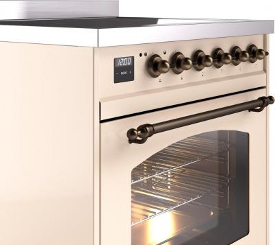 30" ILVE Nostalgie II Induction Freestanding Range in Antique White with Bronze Trim - UPI304NMP/AWB