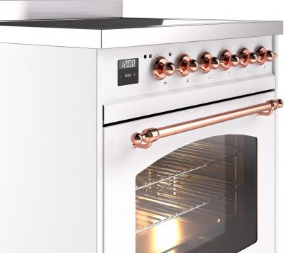 30" ILVE Nostalgie II Induction Freestanding Range in White with Copper Trim - UPI304NMP/WHP
